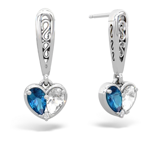 london topaz-white topaz filligree earrings