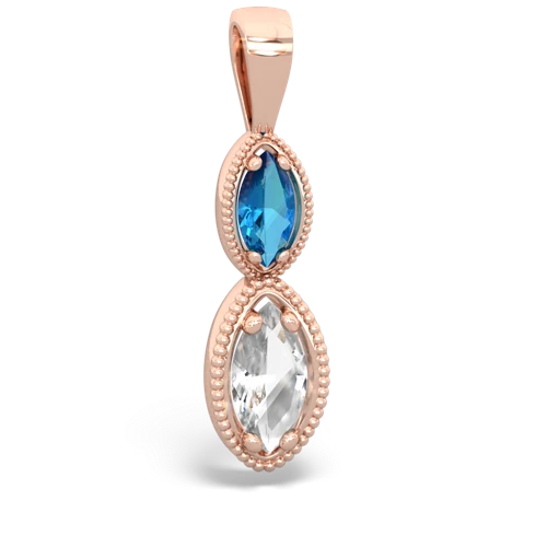 London Topaz Genuine London Blue Topaz with Genuine White Topaz Antique-style Halo pendant Pendant