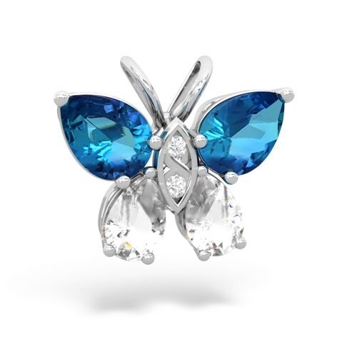 london topaz-white topaz butterfly pendant