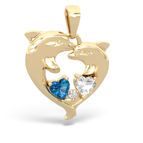 London Topaz Genuine London Blue Topaz with Genuine White Topaz Dolphin Heart pendant Pendant