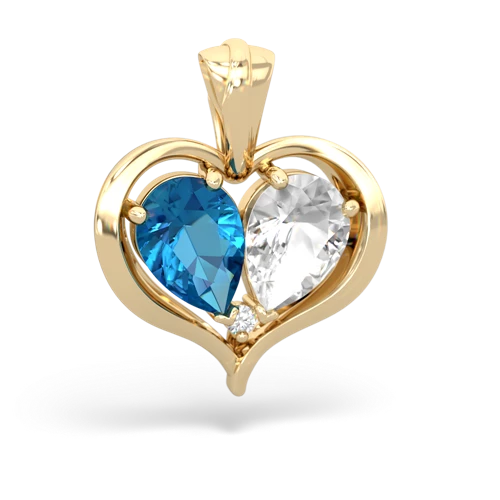 london topaz-white topaz half heart whole pendant