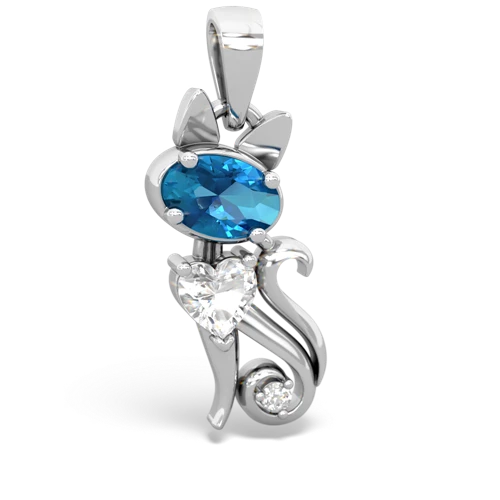 london topaz-white topaz kitten pendant