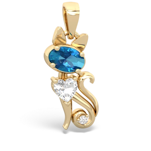 london topaz-white topaz kitten pendant