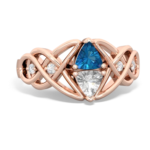 london topaz-white topaz celtic knot ring