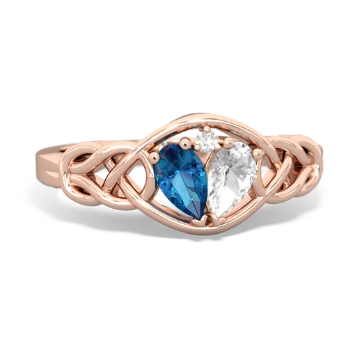 london topaz-white topaz celtic knot ring