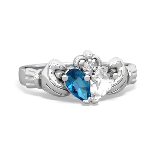 london topaz-white topaz claddagh ring