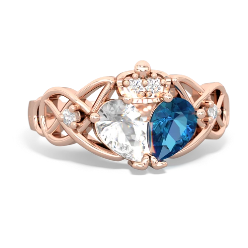 london topaz-white topaz claddagh ring