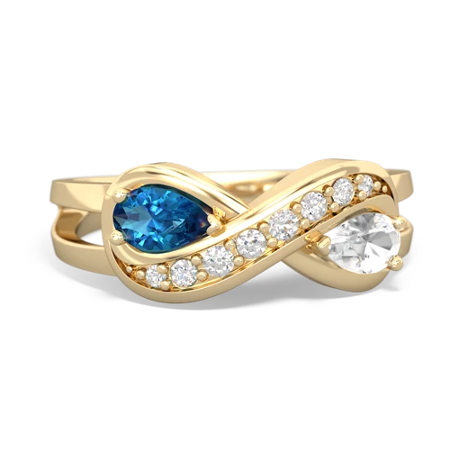 London Topaz Genuine London Blue Topaz with Genuine White Topaz Diamond Infinity ring Ring