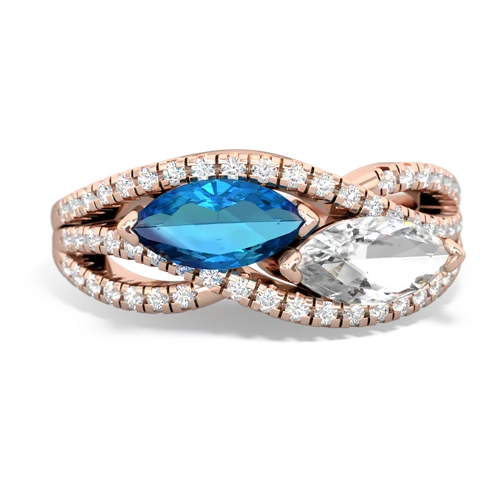 London Topaz Genuine London Blue Topaz with Genuine White Topaz Diamond Rivers ring Ring