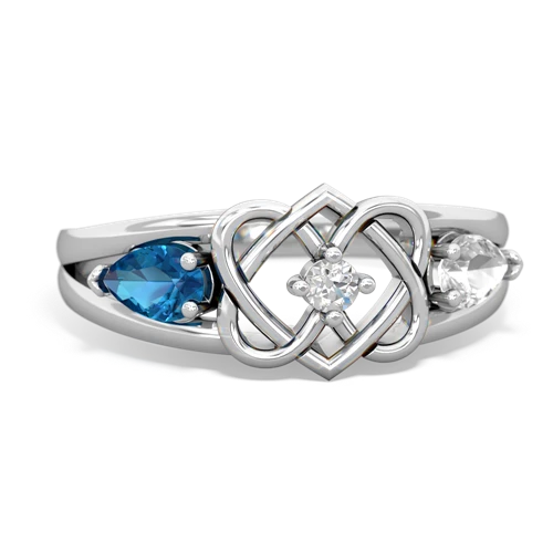 london topaz-white topaz double heart ring