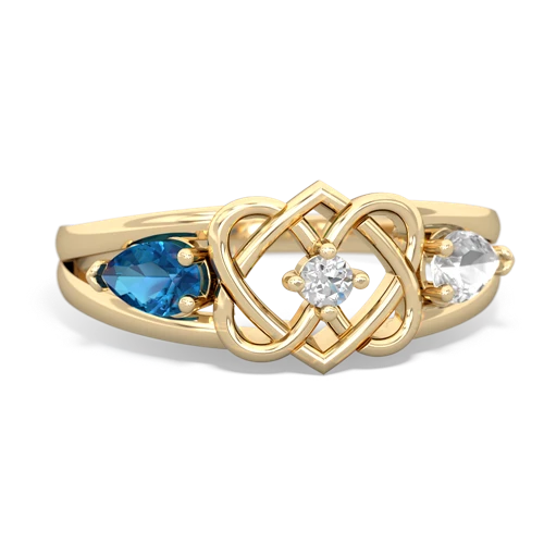 london topaz-white topaz double heart ring