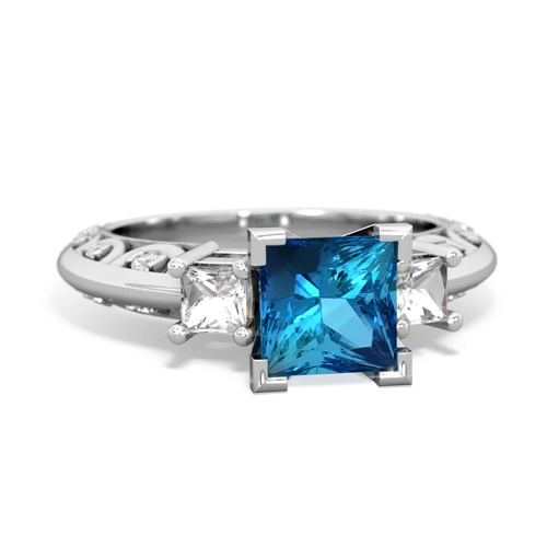 London Topaz Genuine London Blue Topaz with Genuine White Topaz and Genuine Ruby Art Deco ring Ring