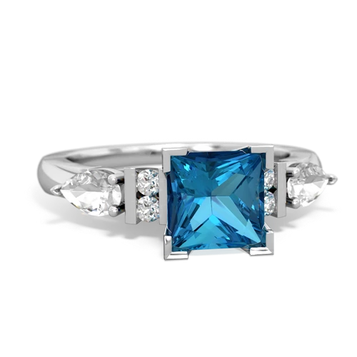 London Topaz Genuine London Blue Topaz with Genuine White Topaz and  Engagement ring Ring