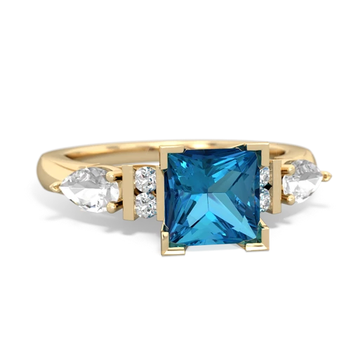 London Topaz Genuine London Blue Topaz with Genuine White Topaz and Genuine Fire Opal Engagement ring Ring