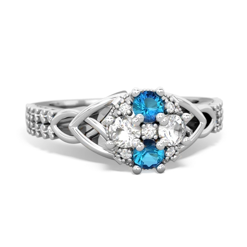 London Topaz Genuine London Blue Topaz with Genuine White Topaz Celtic Knot Engagement ring Ring