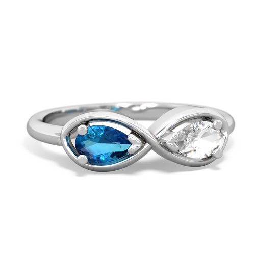 London Topaz Genuine London Blue Topaz with Genuine White Topaz Infinity ring Ring