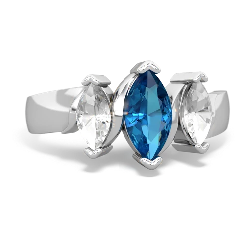 London Topaz Genuine London Blue Topaz with Genuine White Topaz and Genuine Fire Opal Three Peeks ring Ring
