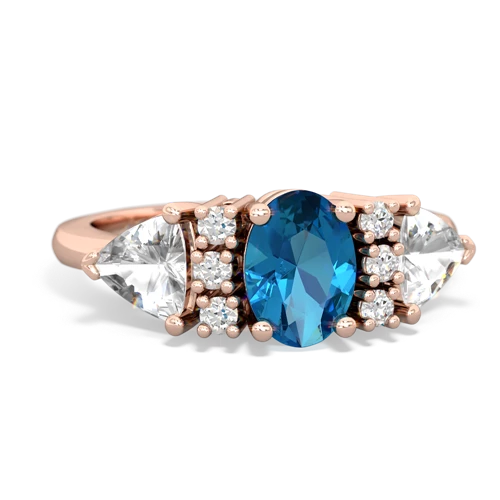 London Topaz Genuine London Blue Topaz with Genuine White Topaz and Genuine Ruby Antique Style Three Stone ring Ring