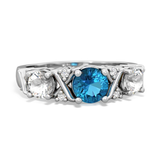London Topaz Genuine London Blue Topaz with Genuine White Topaz and  Hugs and Kisses ring Ring