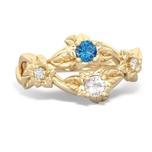 London Topaz Genuine London Blue Topaz with Genuine White Topaz Sparkling Bouquet ring Ring