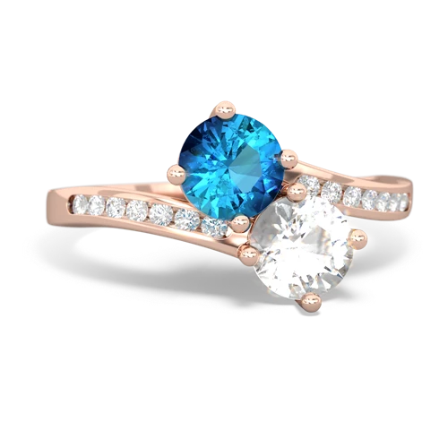 London Topaz Genuine London Blue Topaz with Genuine White Topaz Keepsake Two Stone ring Ring