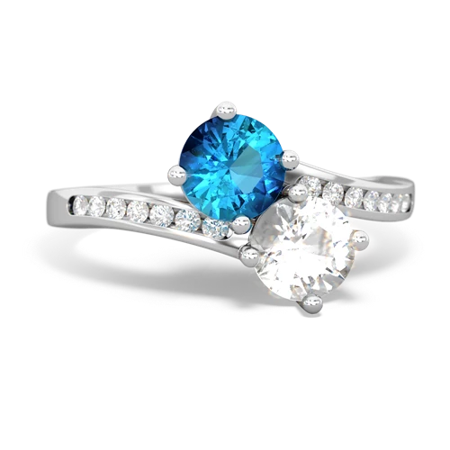 london topaz-white topaz two stone channel ring