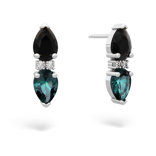 onyx-alexandrite bowtie earrings