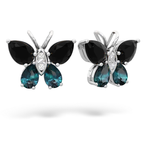 onyx-alexandrite butterfly earrings
