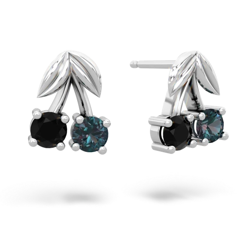 onyx-alexandrite cherries earrings