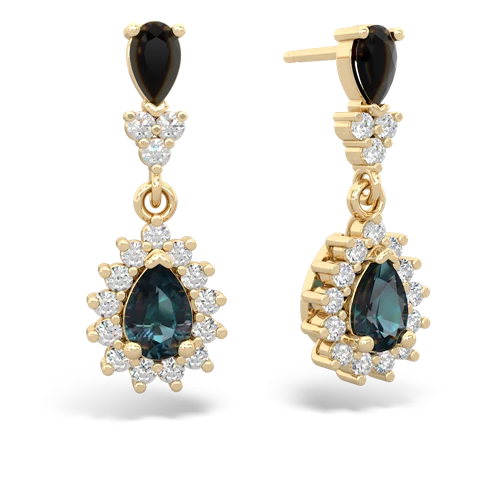 onyx-alexandrite dangle earrings