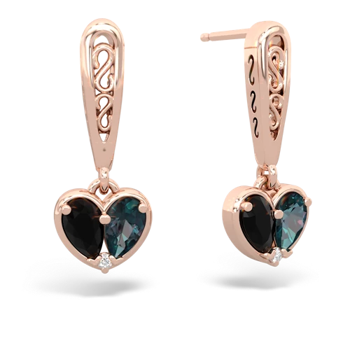 onyx-alexandrite filligree earrings