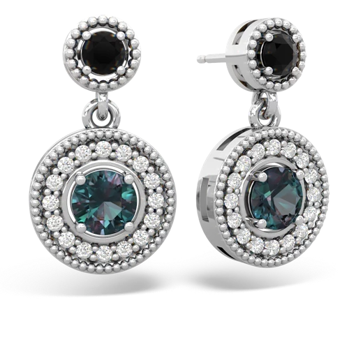 onyx-alexandrite halo earrings