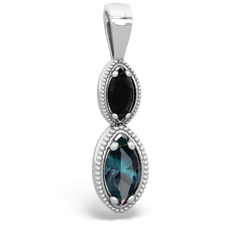 onyx-alexandrite antique milgrain pendant