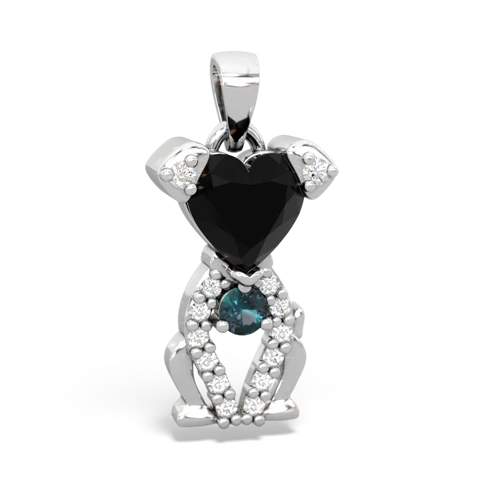 onyx-alexandrite birthstone puppy pendant