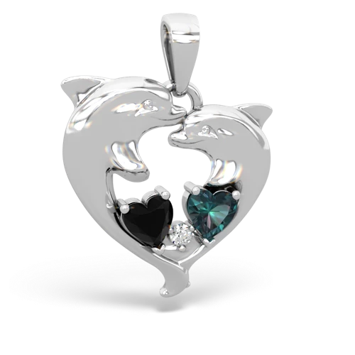 onyx-alexandrite dolphins pendant