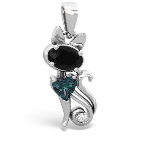 onyx-alexandrite kitten pendant