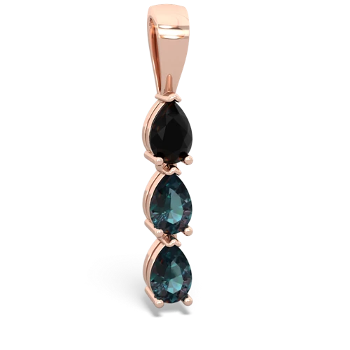 onyx-alexandrite three stone pendant