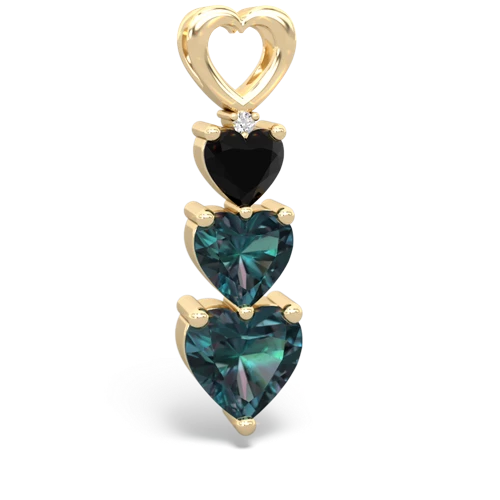 Black Onyx Genuine Black Onyx with Lab Created Alexandrite and Genuine Emerald Past Present Future pendant Pendant