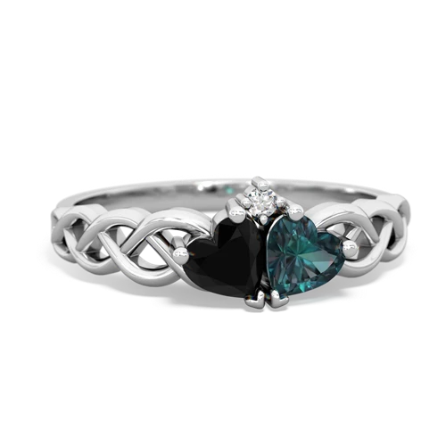 onyx-alexandrite celtic braid ring
