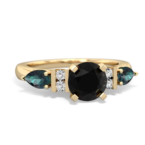 Black Onyx Genuine Black Onyx with Lab Created Alexandrite and Genuine Aquamarine Engagement ring Ring