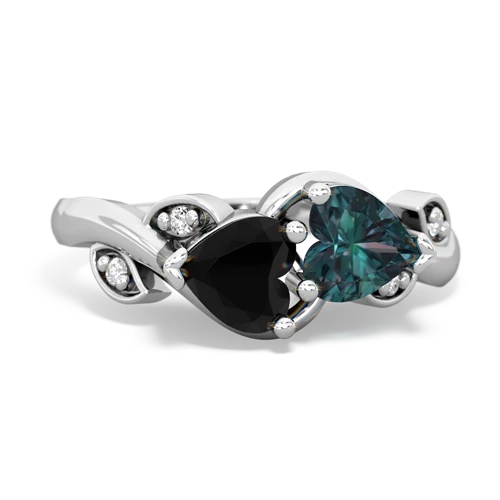 onyx-alexandrite floral keepsake ring