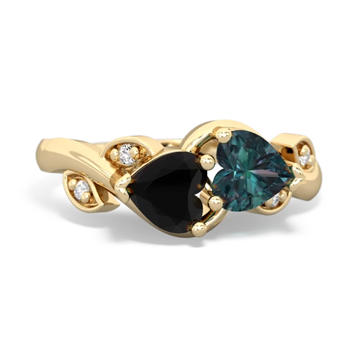 onyx-alexandrite floral keepsake ring