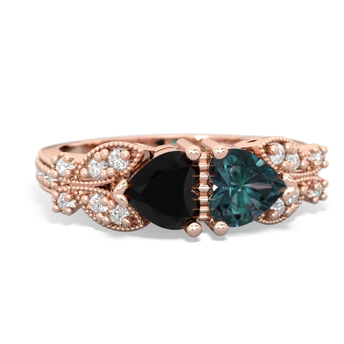 onyx-alexandrite keepsake butterfly ring