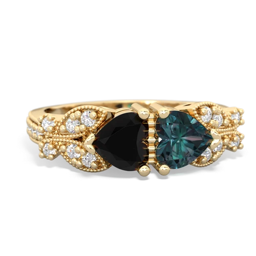 onyx-alexandrite keepsake butterfly ring