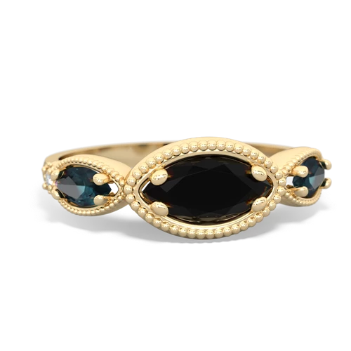Black Onyx Genuine Black Onyx with Lab Created Alexandrite and Genuine Amethyst Antique Style Keepsake ring Ring