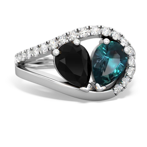 onyx-alexandrite pave heart ring