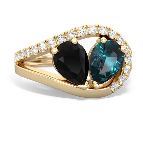 onyx-alexandrite pave heart ring