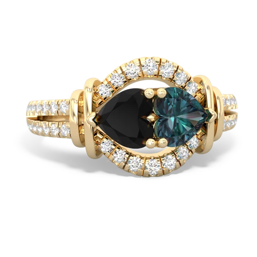 onyx-alexandrite pave keepsake ring