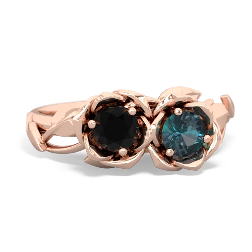 onyx-alexandrite roses ring