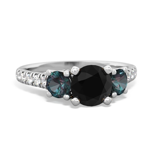 Black Onyx Genuine Black Onyx with Lab Created Alexandrite and Genuine Amethyst Pave Trellis ring Ring